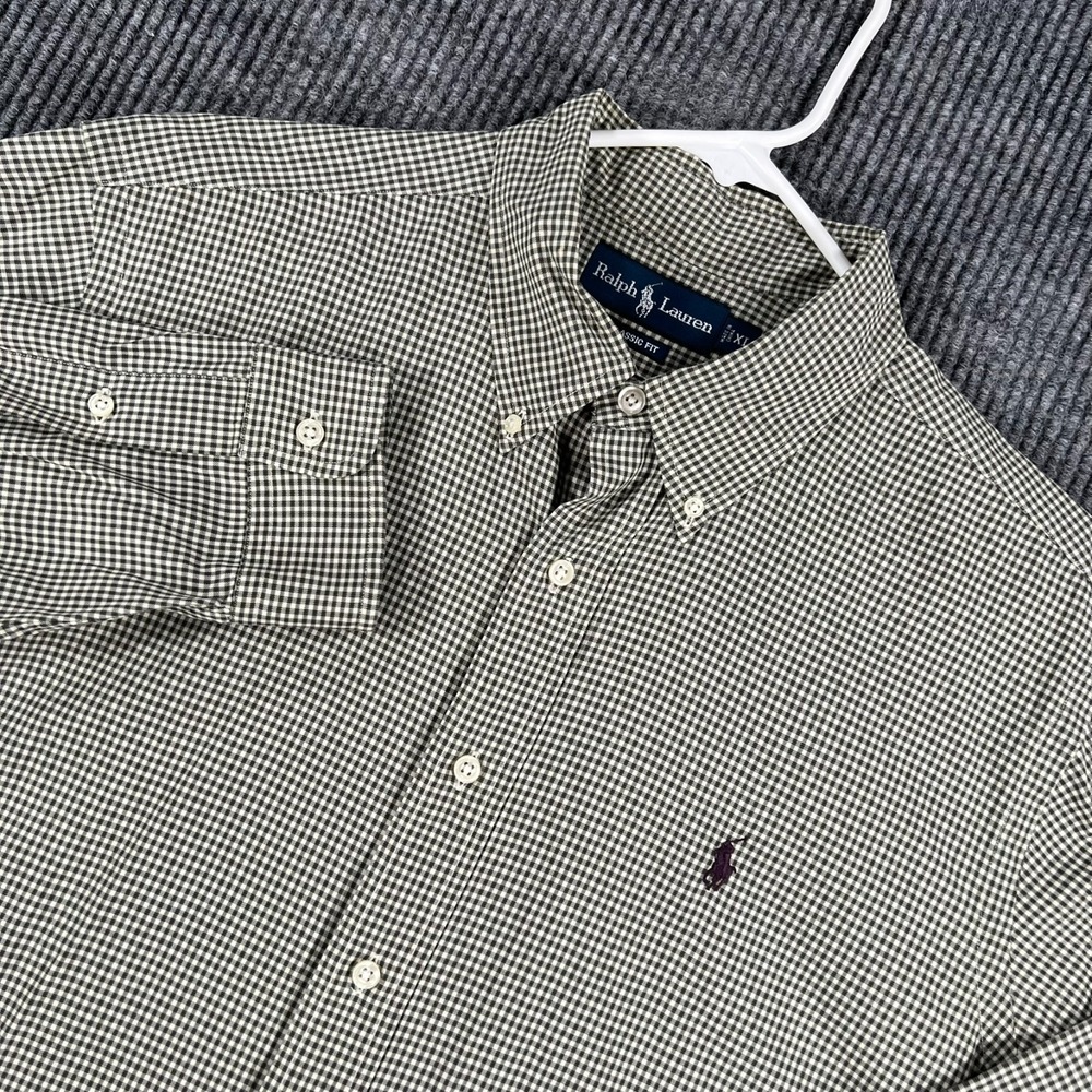 Ralph Lauren Shirt Mens XL Extra Large Green Check Long Sleeve Button Down